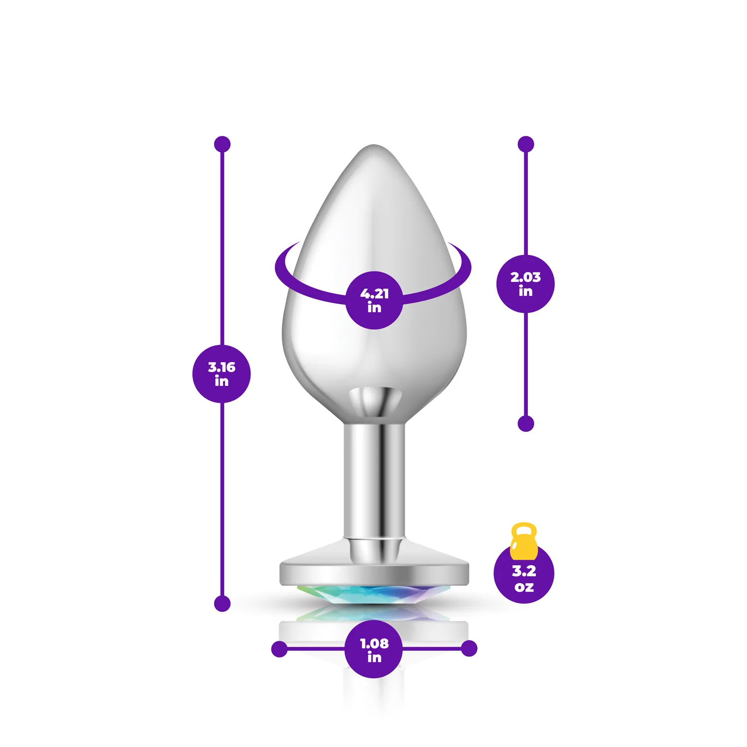 Clear Iridescent Round Gem Silver Metal Plug - Md Anal Play Viben