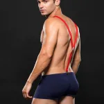 Fireman Bottom With Suspenders 2 Pc - Medium/large - Navy Blue/red Costumes Envy Menswear