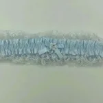 Satin Leg Garter - One Size - Baby Blue With White Lace Hosiery & Garters Elegant Moments
