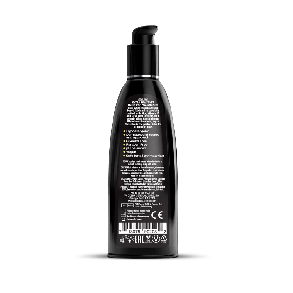 Aqua Sensitive Hypoallergenic Water Based Lubricant - 8 Fl. Oz. Lubes & Essentials Wicked Sensual Care