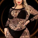 Long Sleeve Mini Dress - Queen Size - Black Lingerie Lapdance