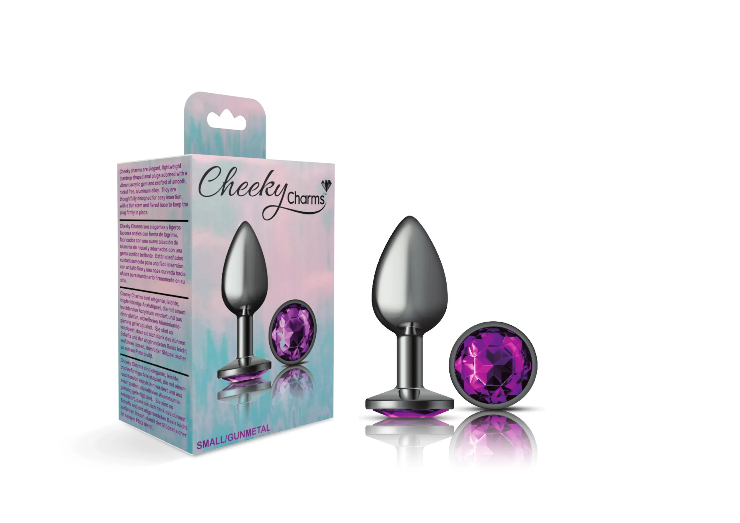 Purple Round Gem Gunmetal Metal Plug - Sm Anal Play Viben