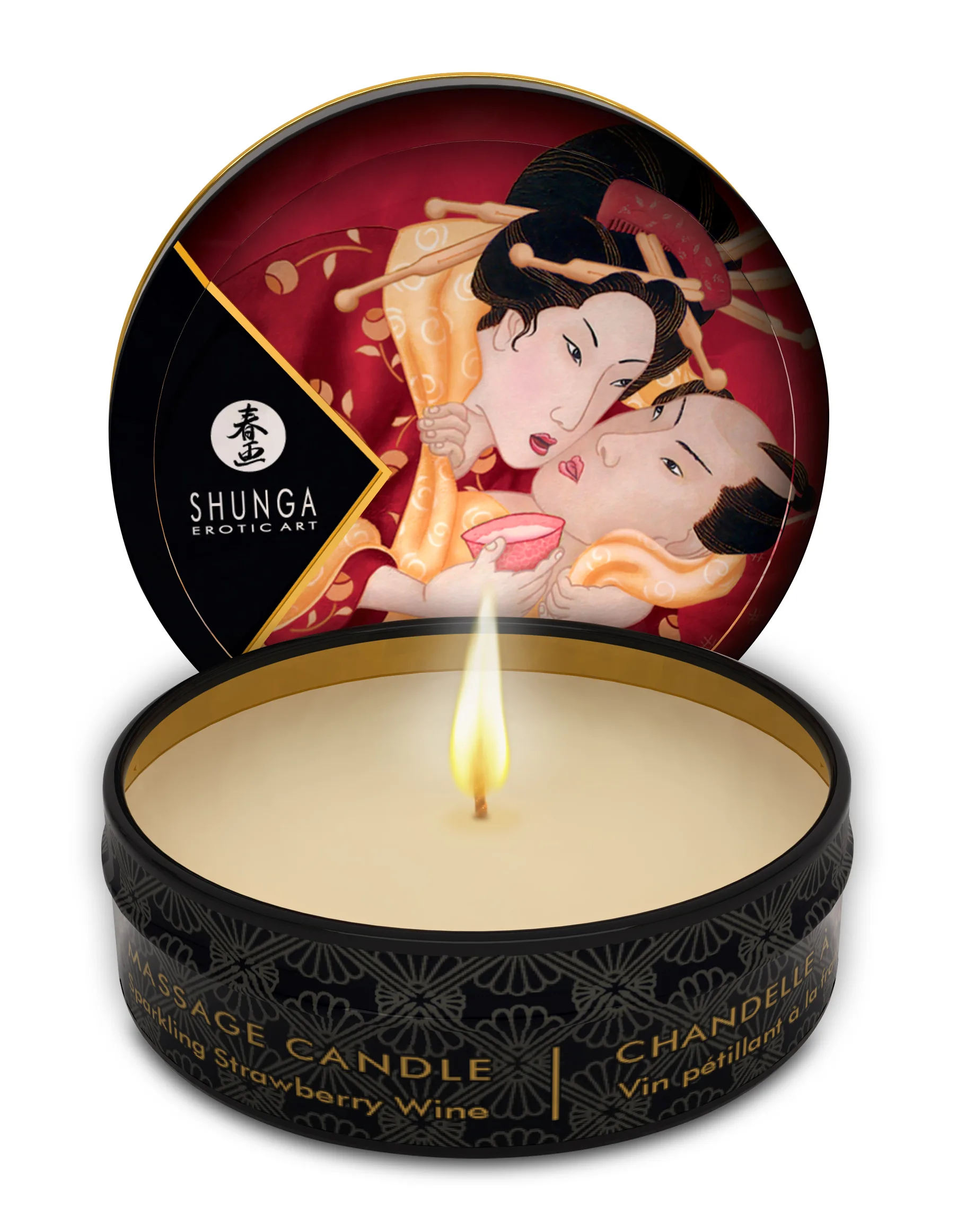 Mini Massage Candle - Romance - Sparkling Strawberry Wine - 1 Fl. Oz. Festival & Rave Shunga