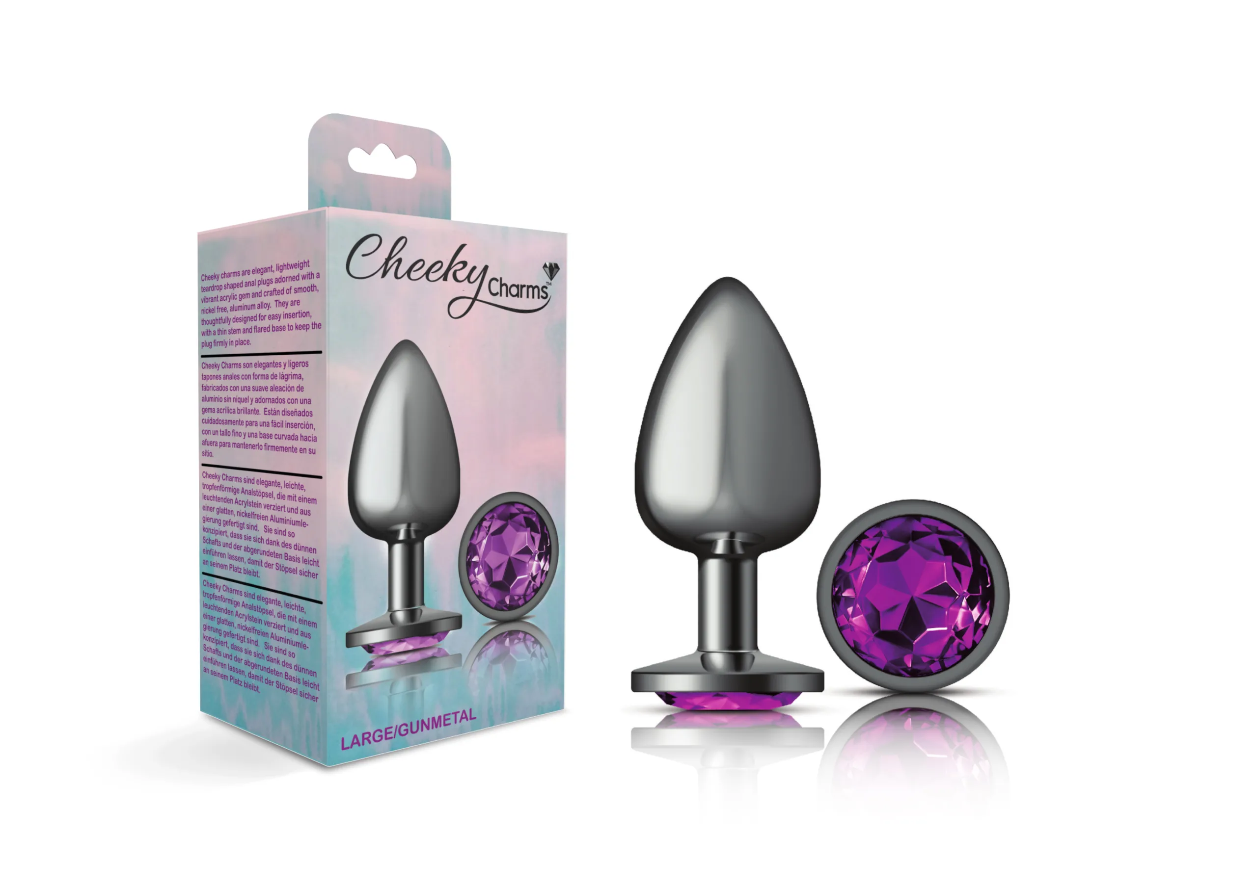 Purple Round Gem Gunmetal Metal Plug - Lg Anal Play Viben