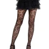 Cherie Heart Net Tights O/s - Black Hosiery & Garters Leg Avenue
