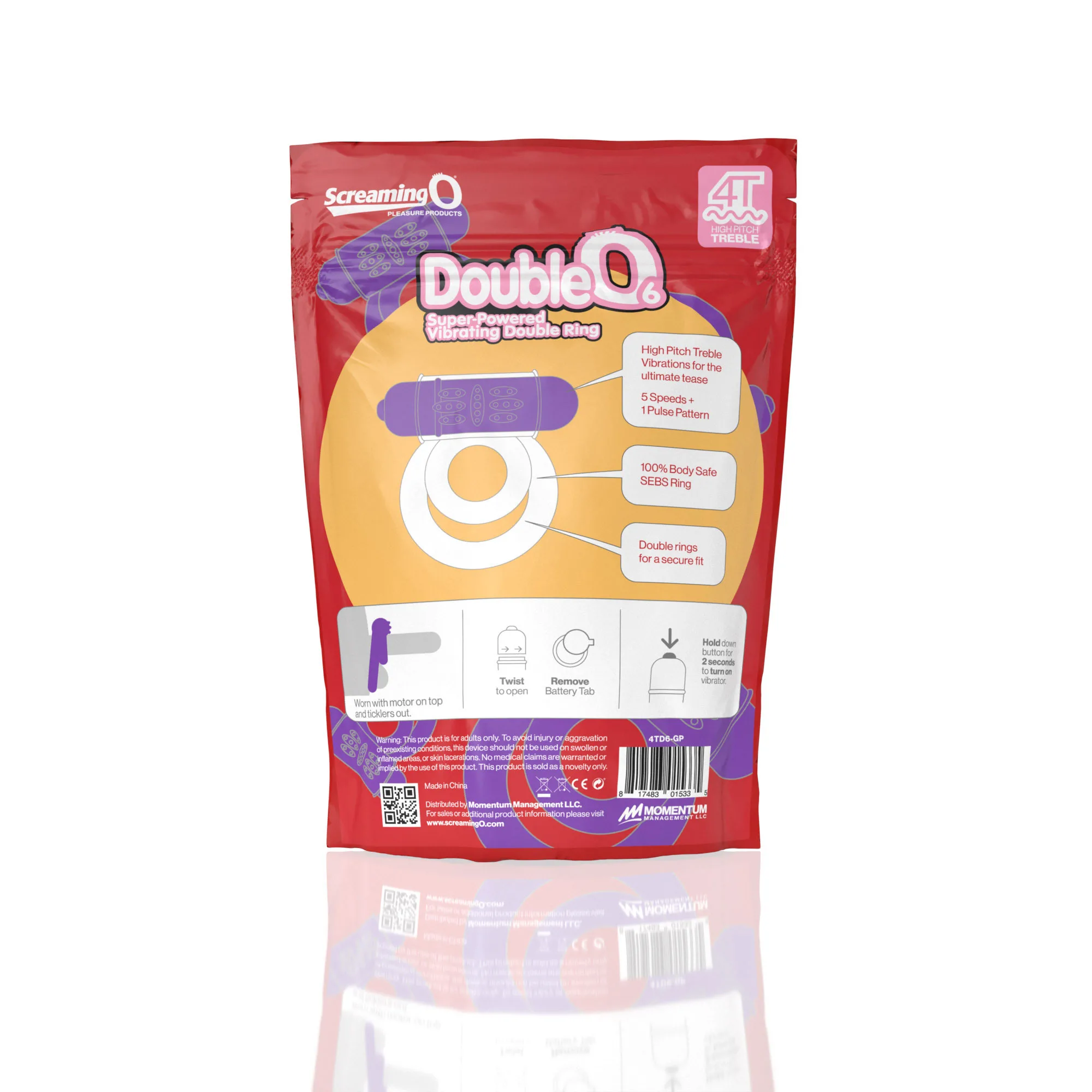 Screaming O 4t - Double O 6 Super Powered Vibrating Double Ring - Grape Cockrings | Cockrings W/Clit Stimulators Scream…