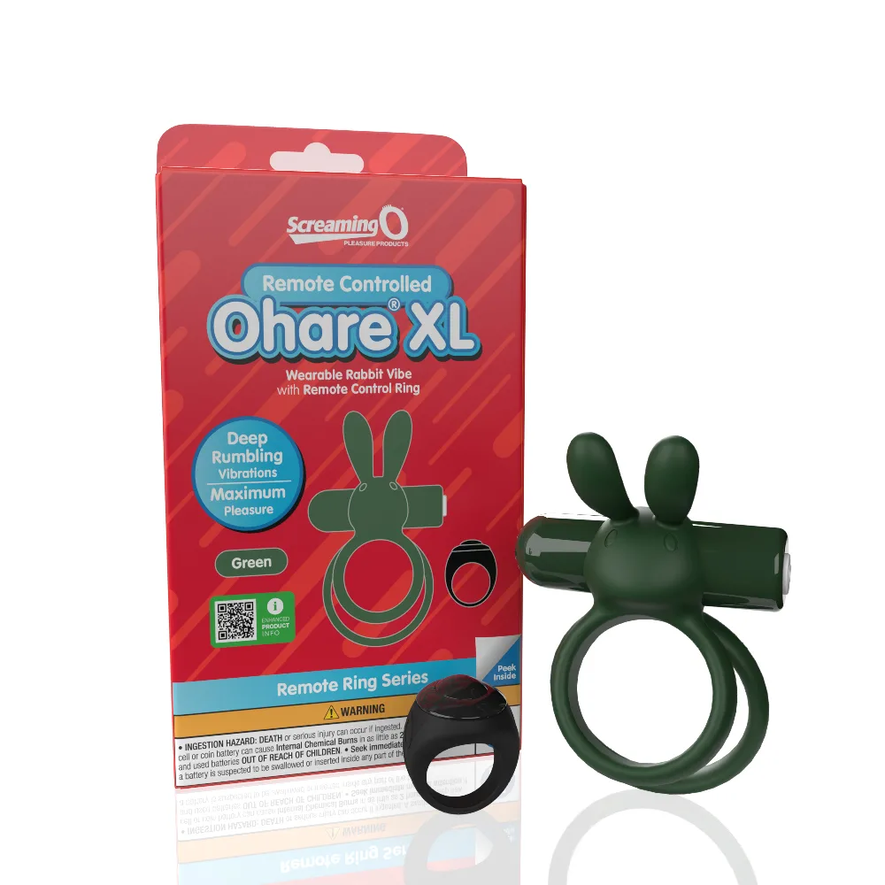 Screaming O Remote Controlled Ohare XL Vibrating Ring - Green Vibrators Screaming O
