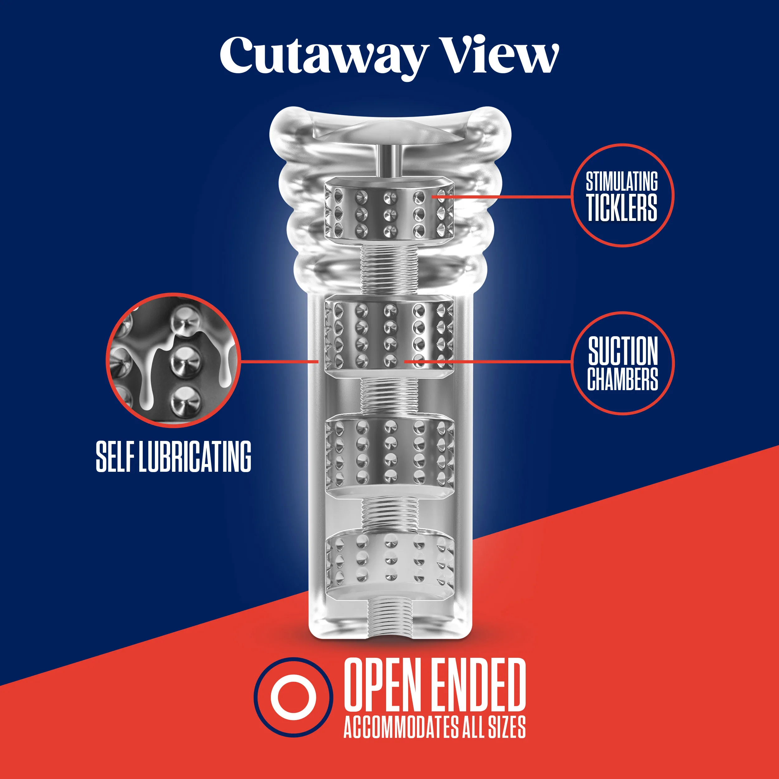 Rize - Luz - Glow in the Dark Self- Lubricating Stroker - Clear Strokers & Pumps Blush