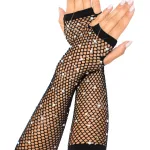 Rhinestone Fishnet Arm Warmers Black Costumes Leg Avenue