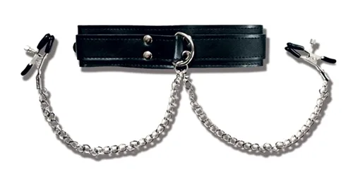 Collar With Nipple Clamps BDSM & Kink Sportsheets