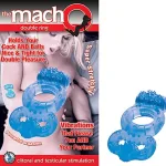 The Macho Double Ring - Blue Cockrings | Cockrings W/Clit Stimulators Nasstoys