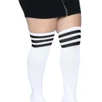 Over the Knee Athletic Socks - 1x/2x - White/black Lingerie Leg Avenue