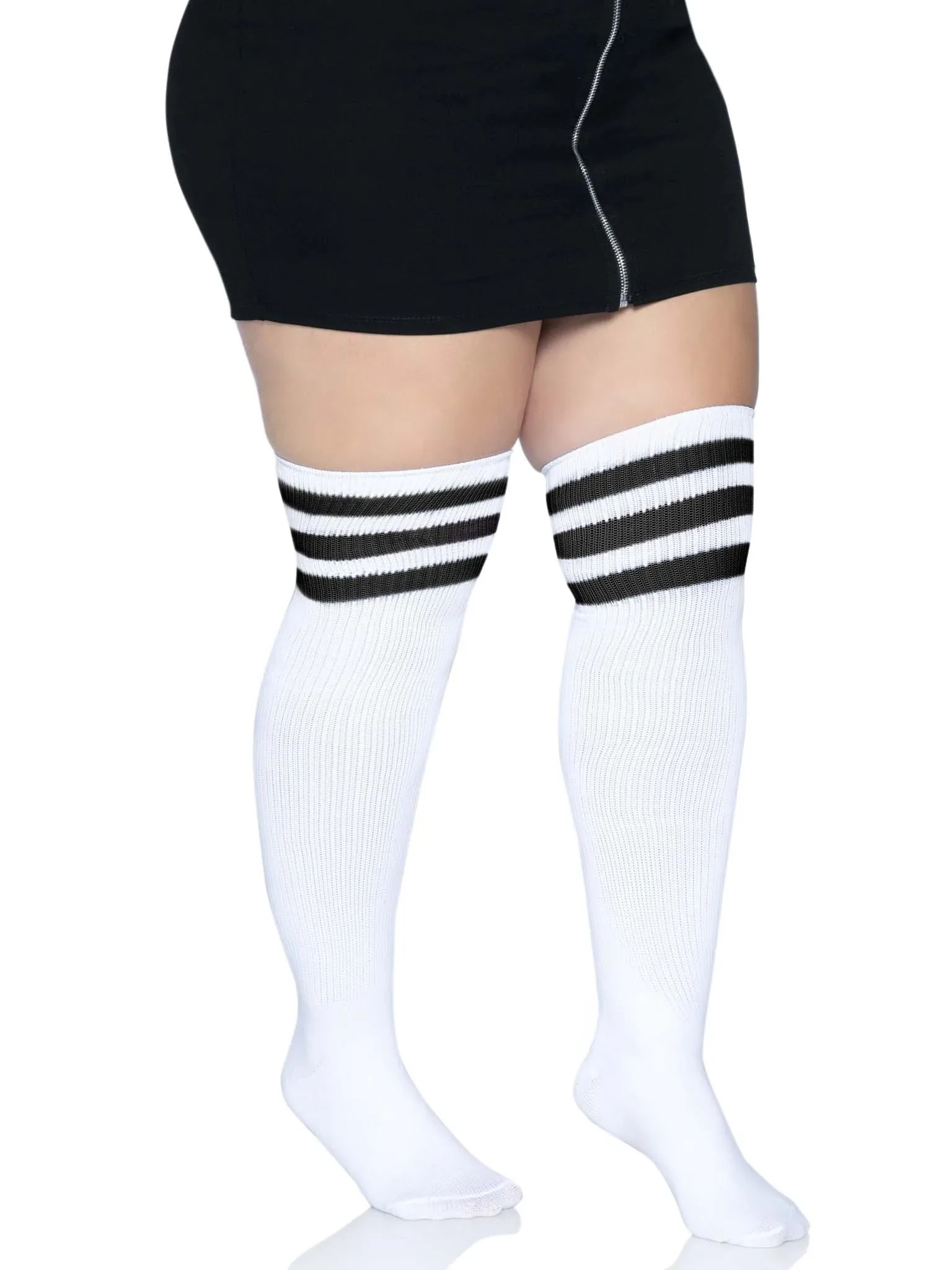 Over the Knee Athletic Socks - 1x/2x - White/black Lingerie Leg Avenue