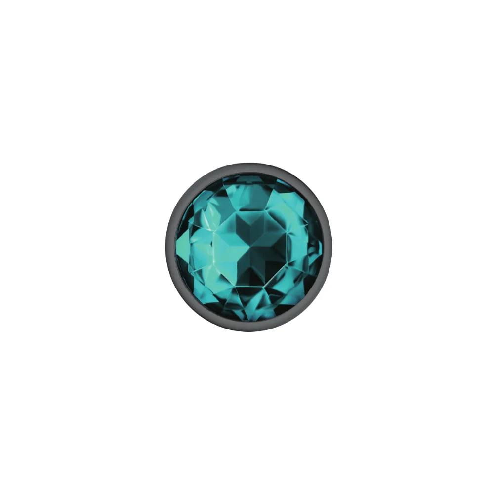 Teal Round Gem Gunmetal Metal Plug - Md Anal Play Viben