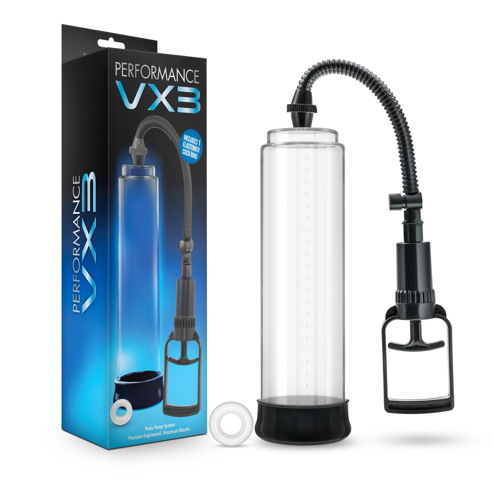 Performance Vx3 - Male Enhancement Pump System - Clear Couples & C-Rings Blush