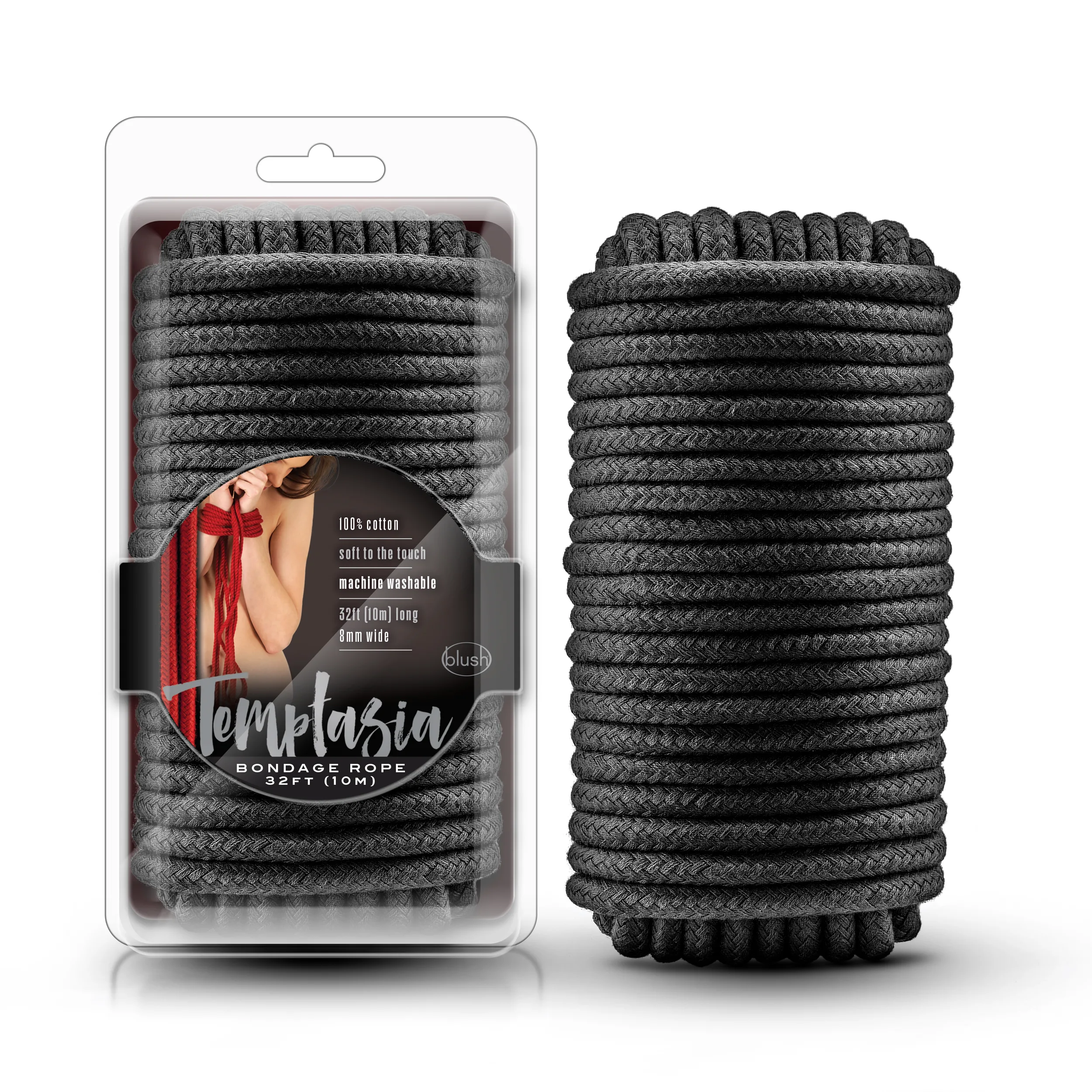 Temptasia - Bondage Rope - 32 Feet - Black BDSM & Kink Blush