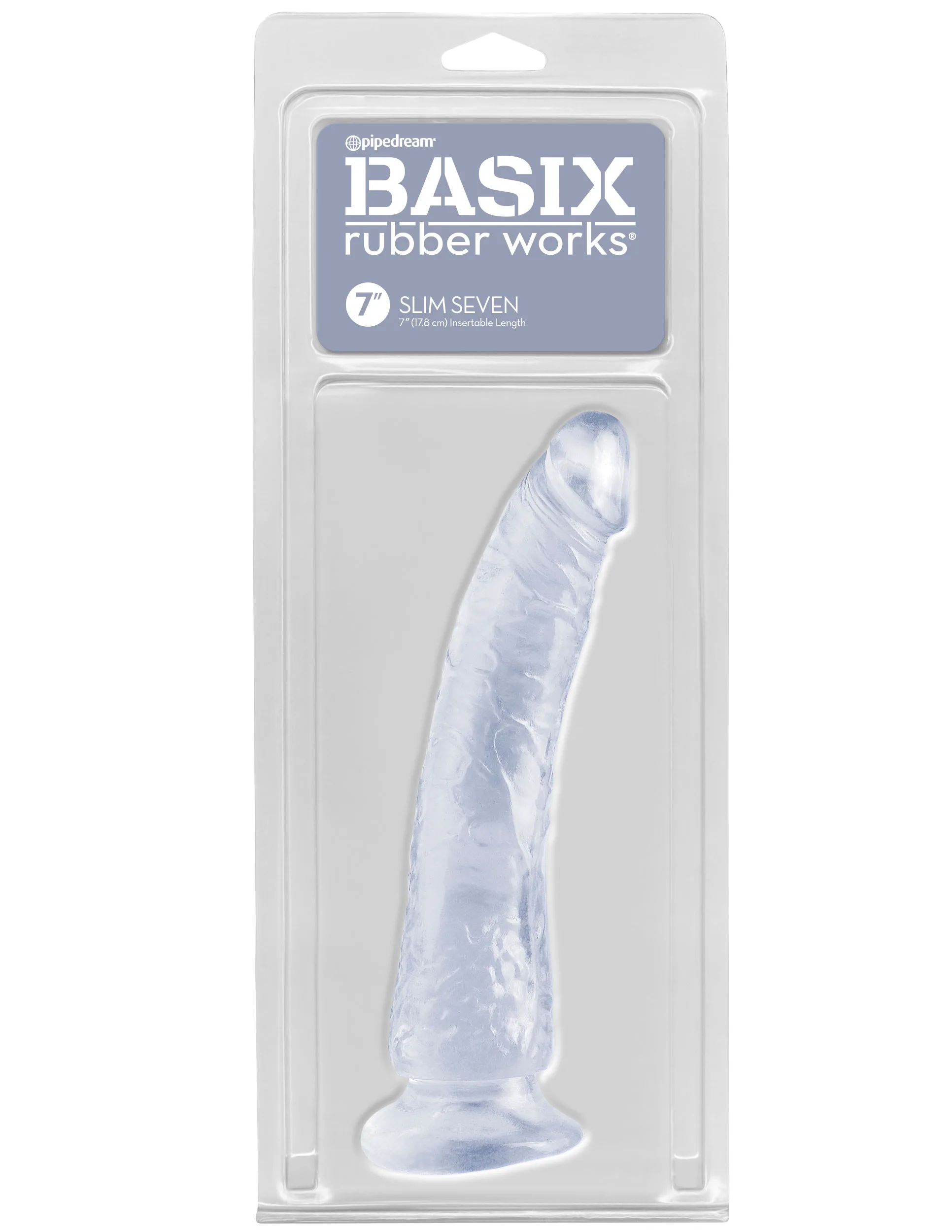 Basix Rubber Works - Slim 7 Inch With Suction Cup - Clear Dildos Pipedream