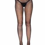Rhinestone Fishnet Crotchless Tights - One Size - Black Hosiery & Garters Leg Avenue