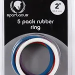 Rubber Cock Ring 5 Pack - 2 Inches - Rainbow Cockrings Spartacus