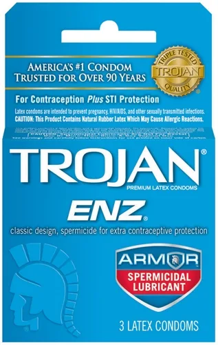 Trojan Enz Armor Spermicidal Lubricated Condoms - 3 Pack Lubes & Essentials Paradise Marketing