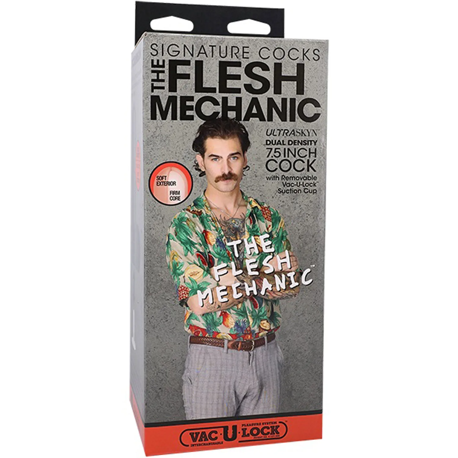 Signature Cocks the Flesh Mechanic 7.5" - Cock With Removable Vac-U-Lock Suction Cup - Vanilla Festival & Rave Doc John…