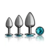 Teal Round Gem Anal Trainer Kit - Gunmetal Anal Play Viben