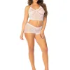 First Love Cami and Boy Short Set O/s - White Panties & Thongs Leg Avenue
