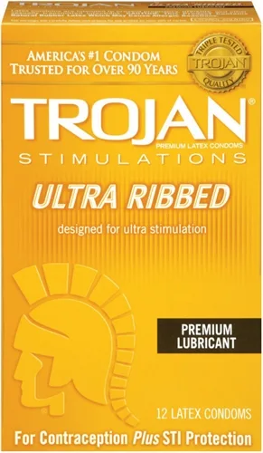 Trojan Stimulations Ulta Ribbed - 12 Pack Lubes & Essentials Paradise Marketing