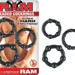 Ram Beaded Cockrings - Black Cockrings Nasstoys