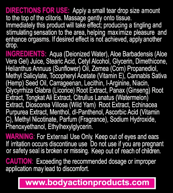 Hempleasure for Women 0.5 Oz 15 ml Lubes & Essentials Body Action