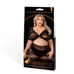 2 Piece Crop Top and Skirt Set - Queen Size - Black Lingerie Sets Lapdance