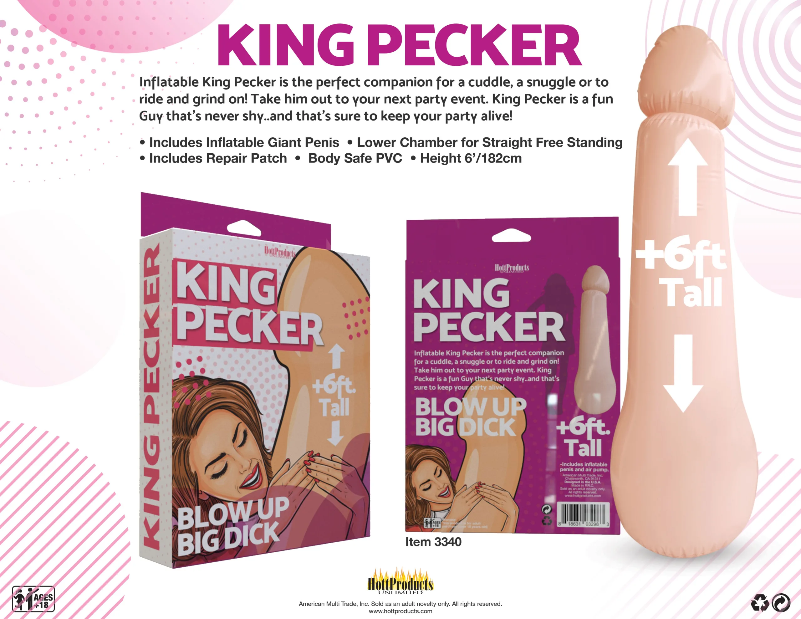 King Pecker- 6 Foot Giant Inflatable Penis Novelty Hott Products