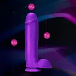 Neo Elite - 10 Inch Silicone Dual Density Cock with Balls - Neon Purple Dildos Blush