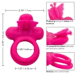 Silicone Rechargeable Dual Butterfly Ring - Pink Festival & Rave CalExotics