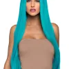 33 Inch Long Straight Center Part Wig - Turquoise Costumes Leg Avenue