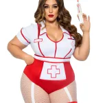Plus Nurse Feelgood Sexy Costume - 3x/4x - White / Red Costumes Leg Avenue