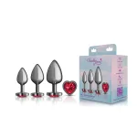 Red Heart Gem Anal Trainer Kit - Gunmetal Anal Play Viben
