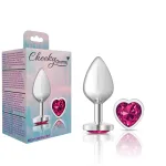 Bright Pink Heart Gem Silver Metal Plug - Md Anal Play Viben