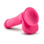 Neo - 6 Inch Dual Density Cock with Balls - Neon Pink Anal Play Blush