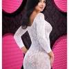 Lace Off the Shoulder Mini Dress - One Size -White Hosiery & Garters Lapdance