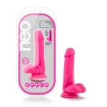 Neo - 6 Inch Dual Density Cock with Balls - Neon Pink Anal Play Blush