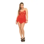 Rose Lace Chemise and G-String - Queen Size - Red Panties & Thongs Leg Avenue