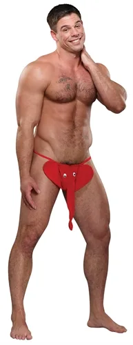 Squeaker Elephant G-String - One Size - Red Novelty Male Power