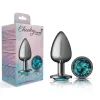 Teal Round Gem Gunmetal Metal Plug - Lg Anal Play Viben