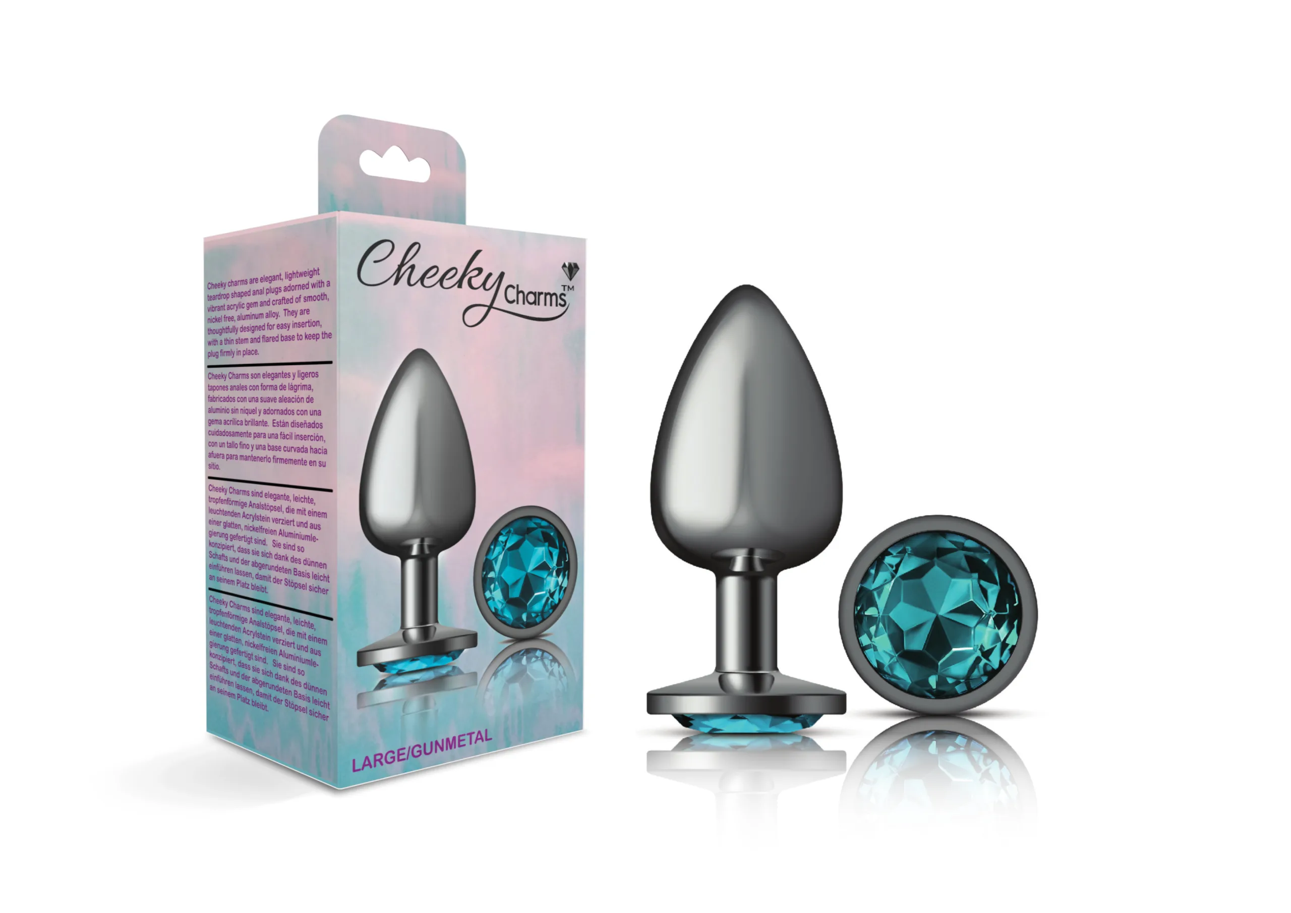 Teal Round Gem Gunmetal Metal Plug - Lg Anal Play Viben