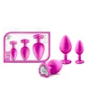 Luxe - Bling Plugs Training Kit - Pink with White Gems Anal Play Blush