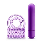Play With Me - the Player - Vibrating Double Strap Ring - Purple Vibrators Blush