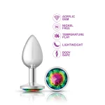 Rainbow Round Gem Silver Metal Plug - Sm Anal Play Viben
