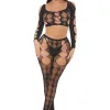 Tongue Twisted Crop Top and Leggings Black - Os Lingerie Pink Lipstick