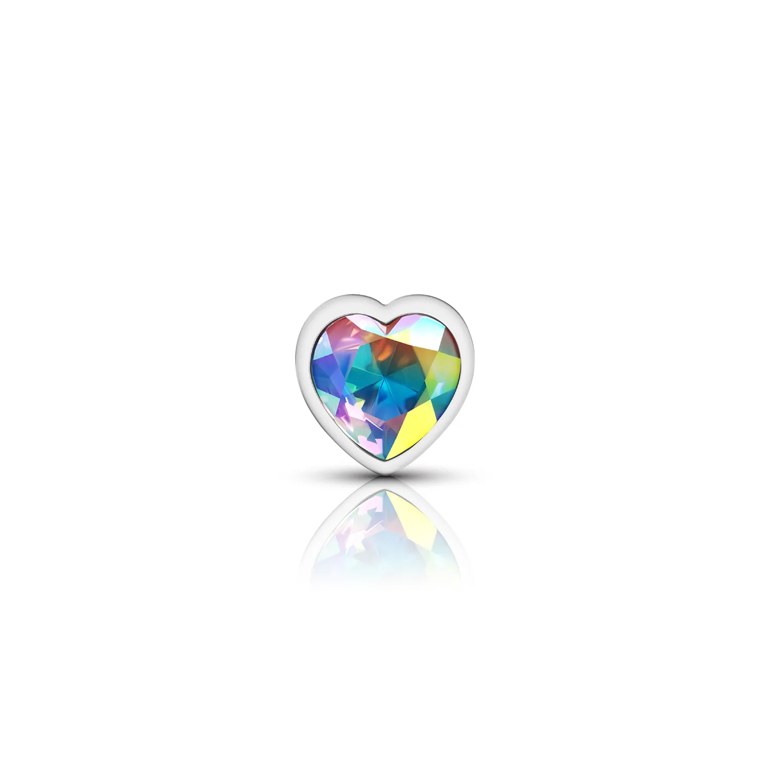 Clear Iridescent Heart Gem Silver Metal Plug - Sm Anal Play Viben